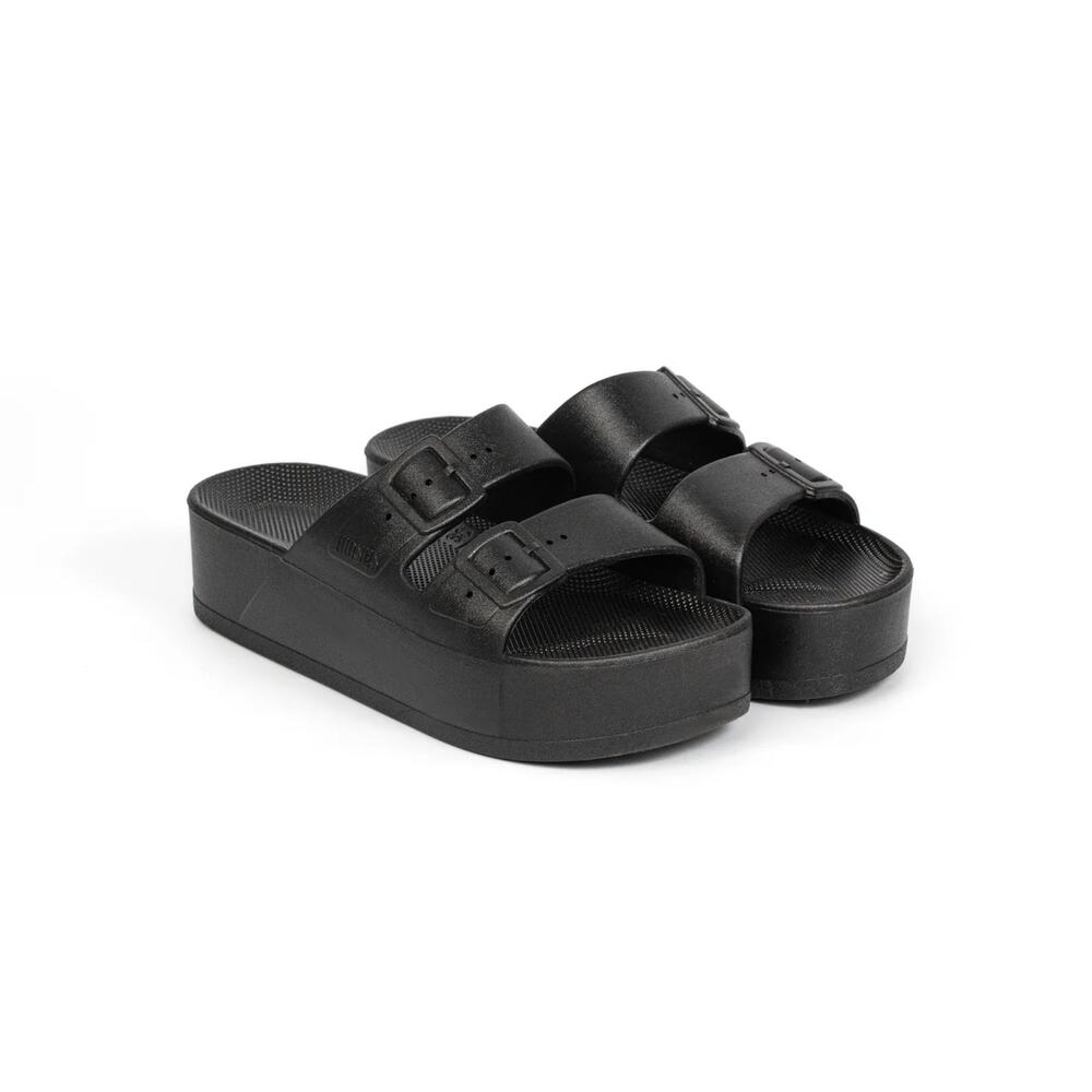 New Freedom Moses High Platform Slides in Black Women's Size 10-10.5
